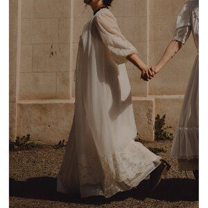 Vintage Puff-Sleeve Peignoir Set